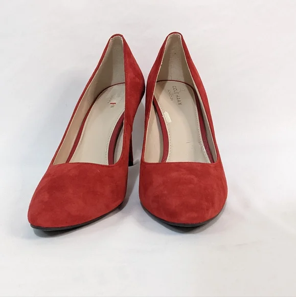 Cole Haan Helen Grand OS Red Leather Suede Pumps - Picture 3 of 12